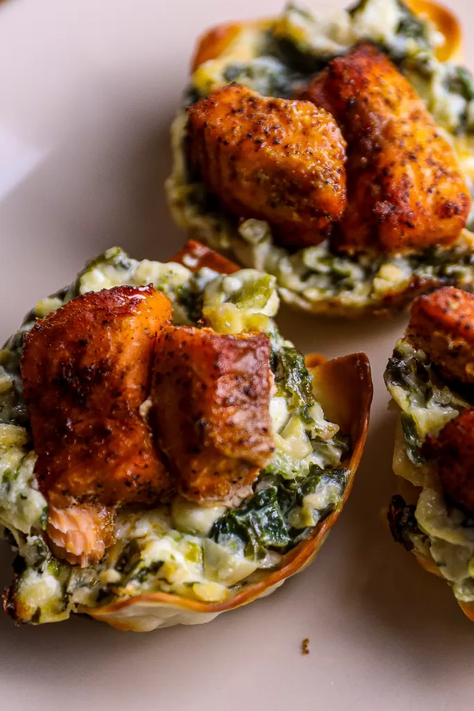 Spinach-Artichoke-Salmon Dip Wonton Cups Chef Pre